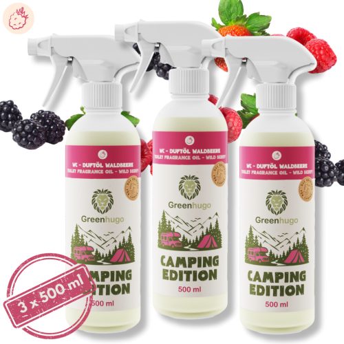 3X GREENHUGO ECO TOILET FRAGRANCE OIL – WILD BERRY – CAMPING EDITION